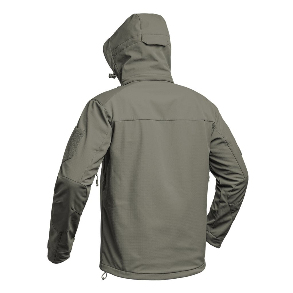 Chaqueta softshell Bunda FIGHTER V2 verde con capucha, corte cómodo y membrana impermeable X-PERF 3000 mm