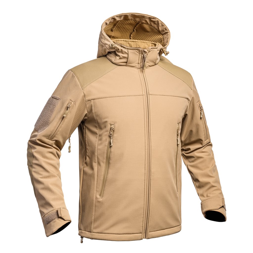Bunda FIGHTER V2 softshell TAN con capucha, membrana X-PERF 3000 mm