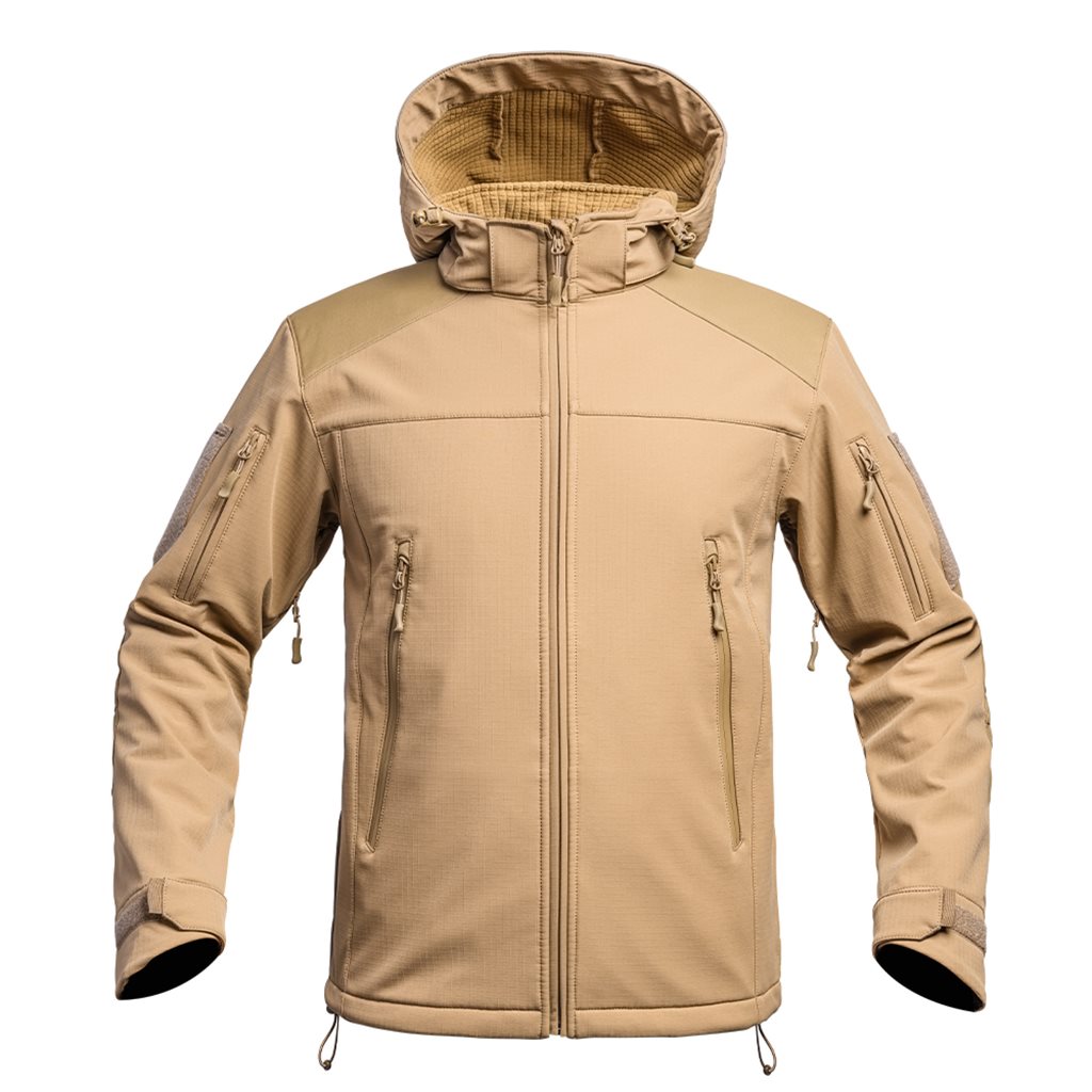 Bunda FIGHTER V2 softshell TAN con capucha, membrana X-PERF 3000 mm