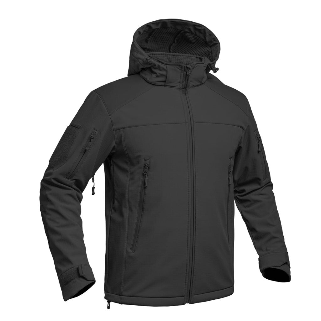 Chaqueta softshell negra con capucha FIGHTER V2, membrana X-PERF 3000 mm
