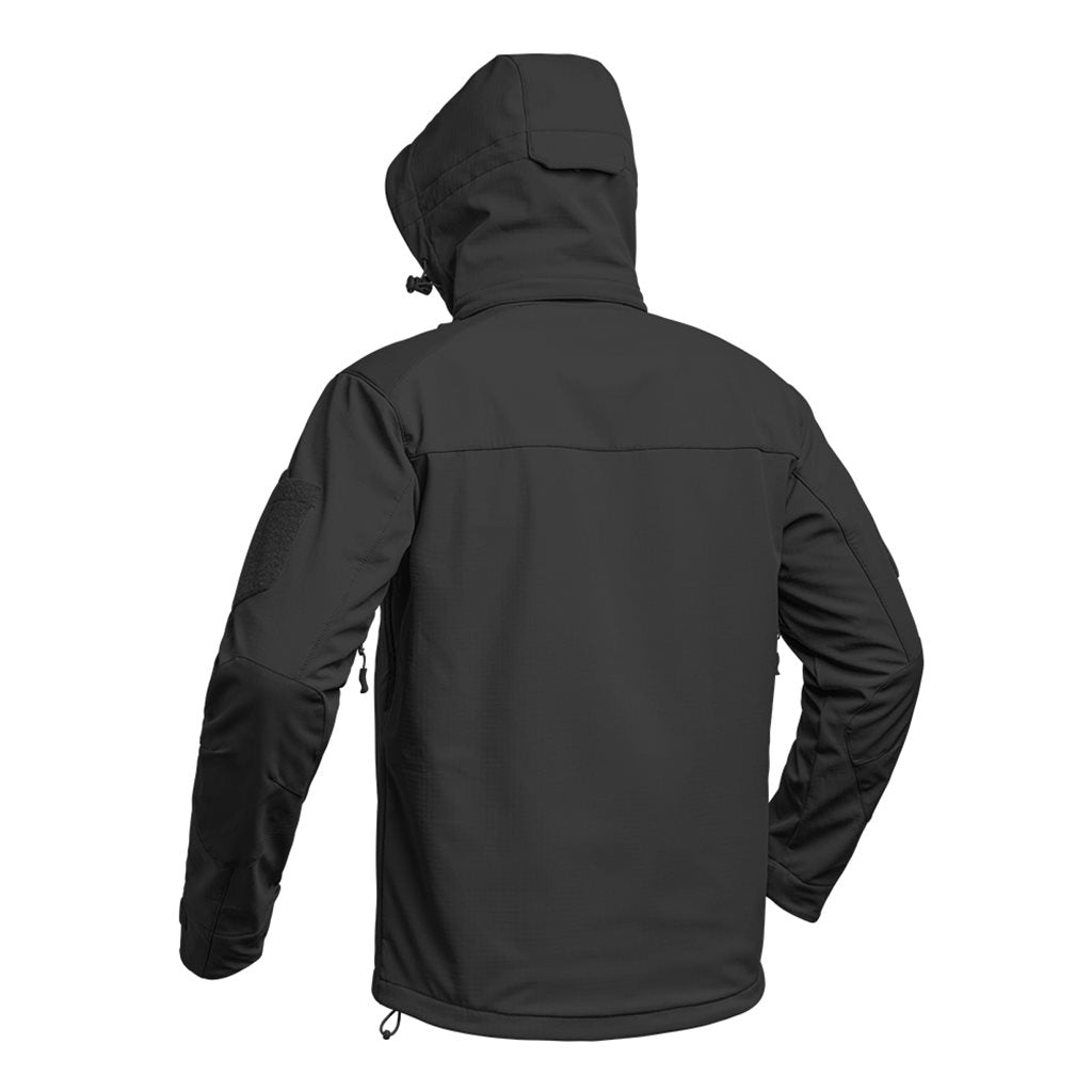 Chaqueta softshell negra con capucha FIGHTER V2, membrana X-PERF 3000 mm
