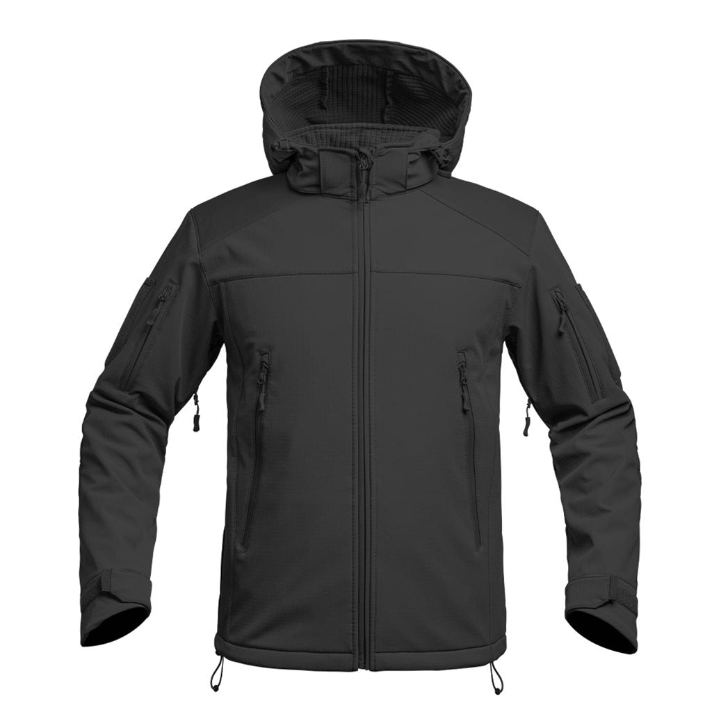 Chaqueta softshell negra con capucha FIGHTER V2, membrana X-PERF 3000 mm