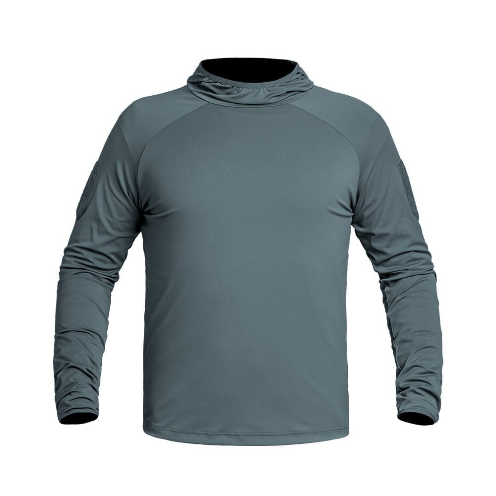 Camiseta funcional INSTRUCTOR X-MOVE gris con capucha y corte ceñido, tejido elástico y secado rápido
