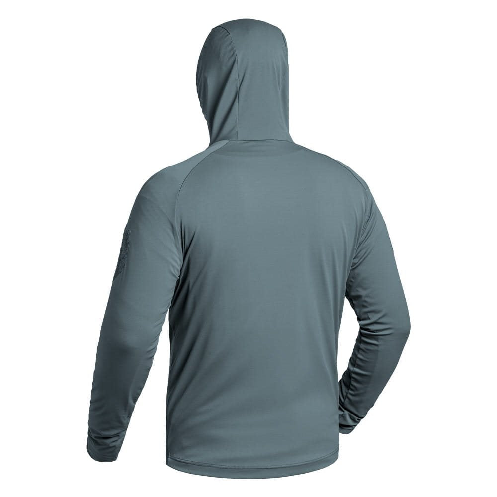 Camiseta funcional INSTRUCTOR X-MOVE gris con capucha y corte ceñido, tejido elástico y secado rápido