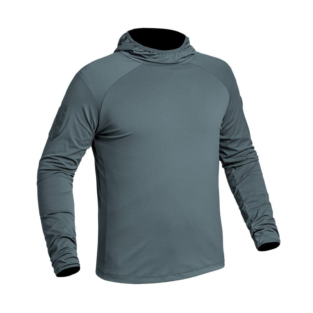 Camiseta funcional INSTRUCTOR X-MOVE gris con capucha y corte ceñido, tejido elástico y secado rápido