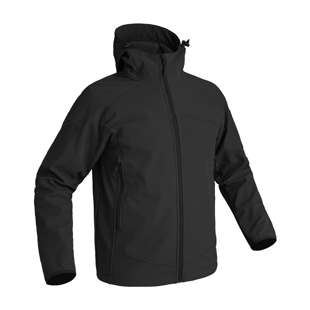 Chaqueta softshell INSTRUCTOR negra resistente al viento, X-MOVE 360° de tres capas