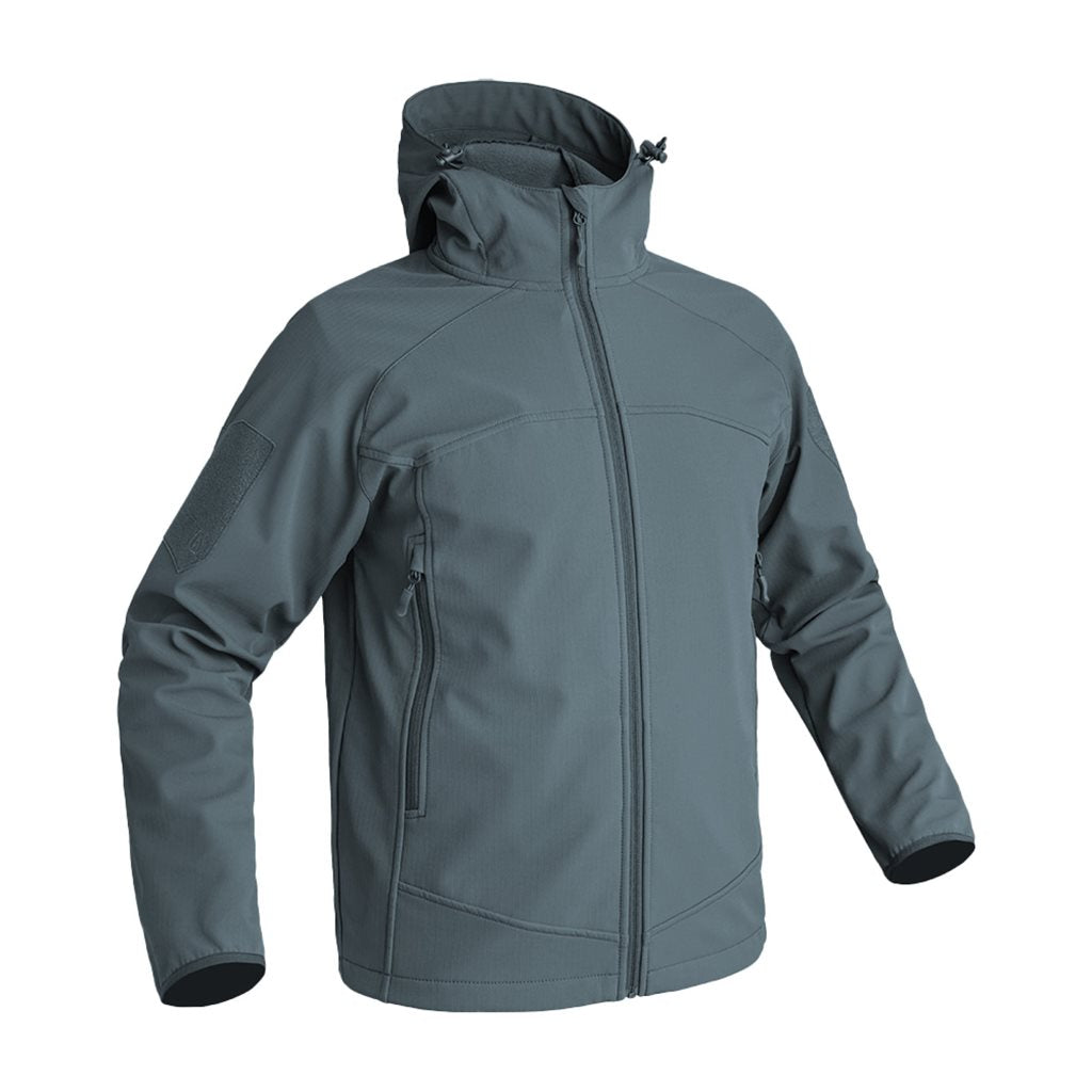 Chaqueta softshell gris resistente al viento, tejido X-MOVE 360° de tres capas