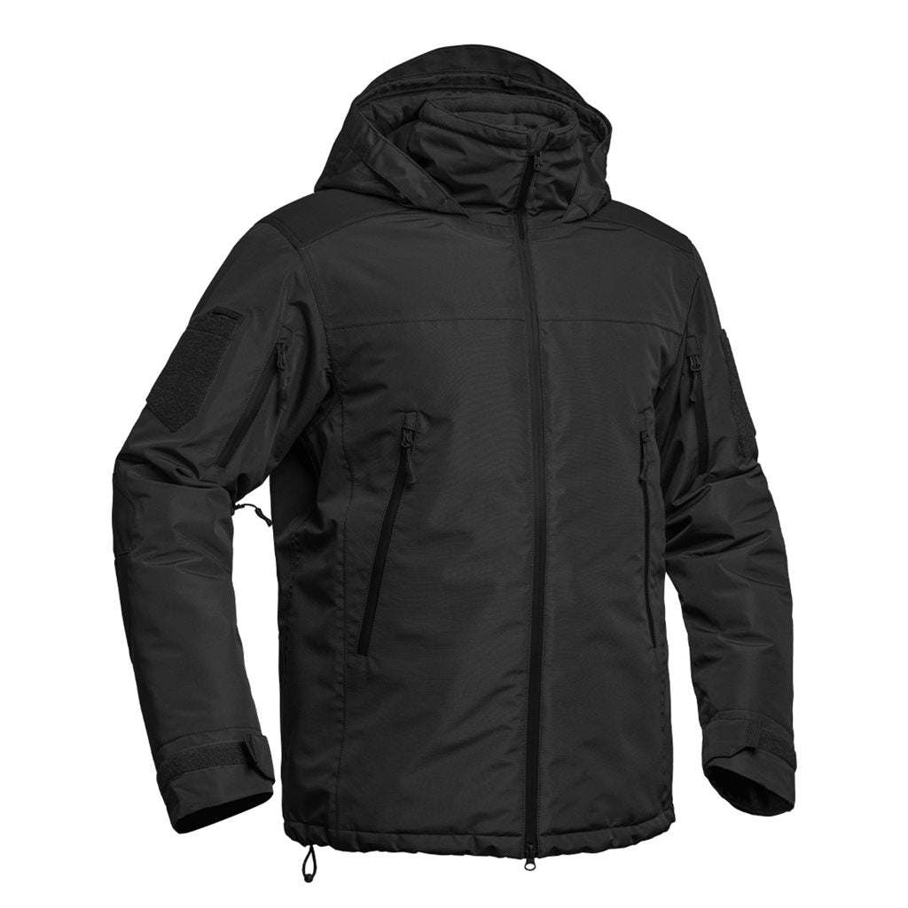 Parka FIGHTER XMF 200 hardshell negra, acolchada con membrana y alta resistencia mecánica