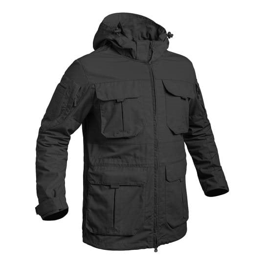 Bunda FIGHTER LONG rip-stop 5.0 negra con capucha, estilo militar, resistente y práctica