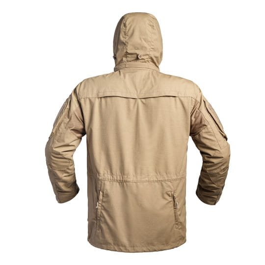 Bunda FIGHTER LONG Rip-stop 5.0 TAN, chaqueta con capucha estilo militar