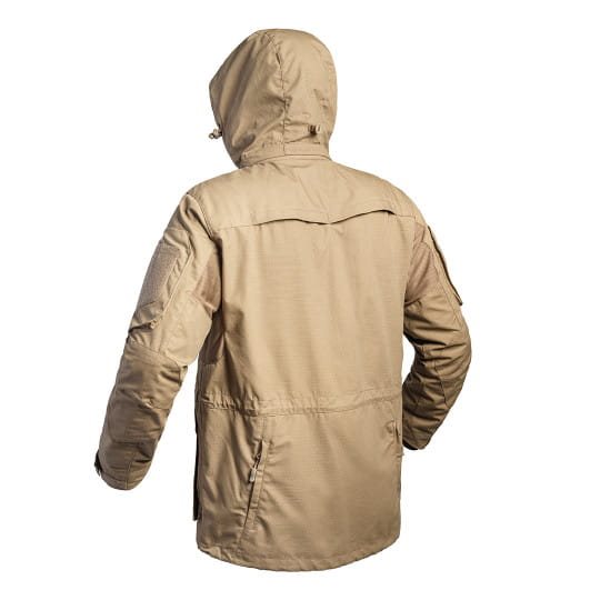 Bunda FIGHTER LONG Rip-stop 5.0 TAN, chaqueta con capucha estilo militar