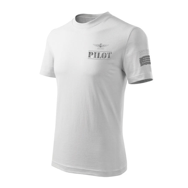 Camiseta PILOT blanca de manga corta con motivo piloto - vista delantera