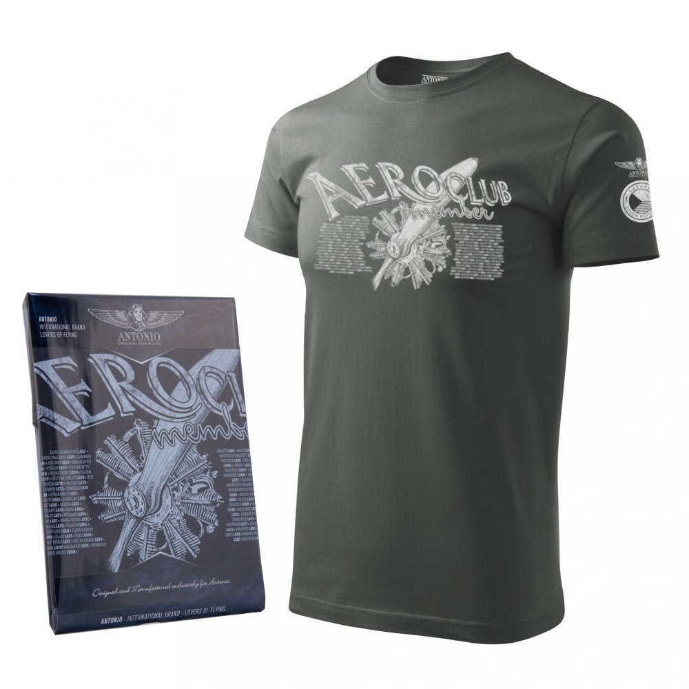 Camiseta AEROCLUB gris azulado de manga corta con motivo