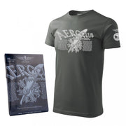 Camiseta AEROCLUB gris azulado de manga corta con motivo
