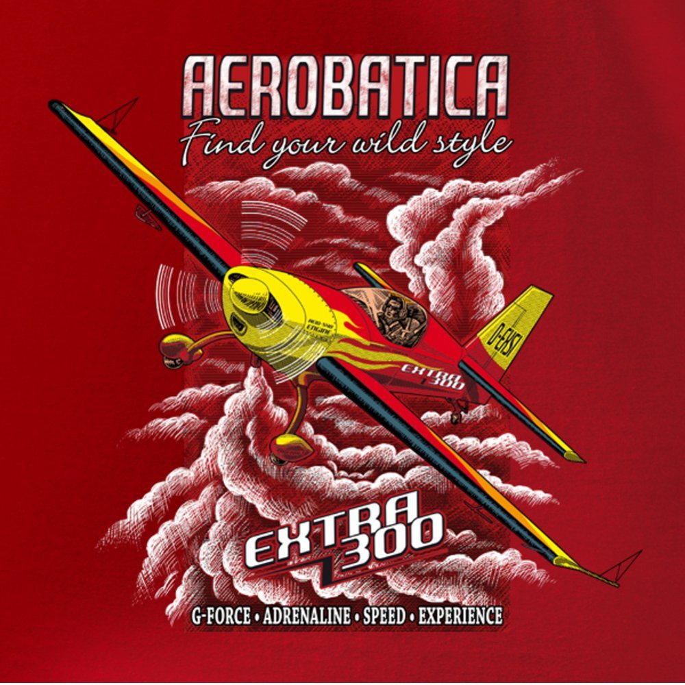 Camiseta roja EXTRA 300 inspirada en el avión acrobático AEROBATICA