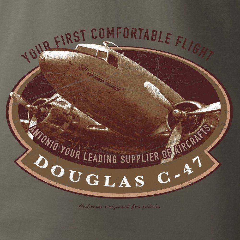 Camiseta Douglas C-47 SKYTRAIN gris verdoso con motivo del avión