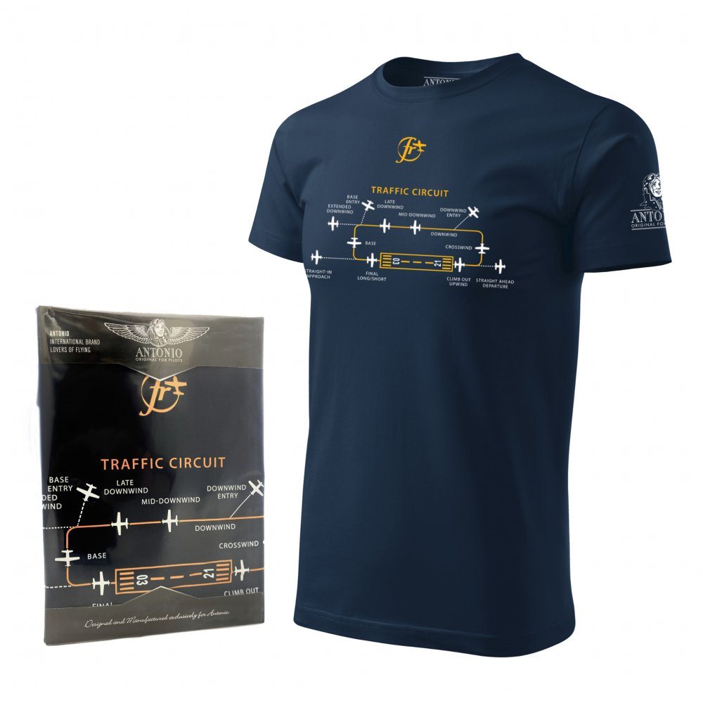 Camiseta manga corta CIRCUIT azul con motivo del circuito aeroportuario