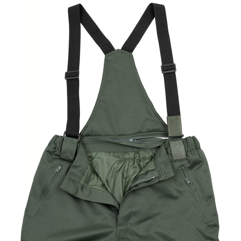 Pantalones POLAR térmicos verdes con membrana TPU y tirantes desmontables
