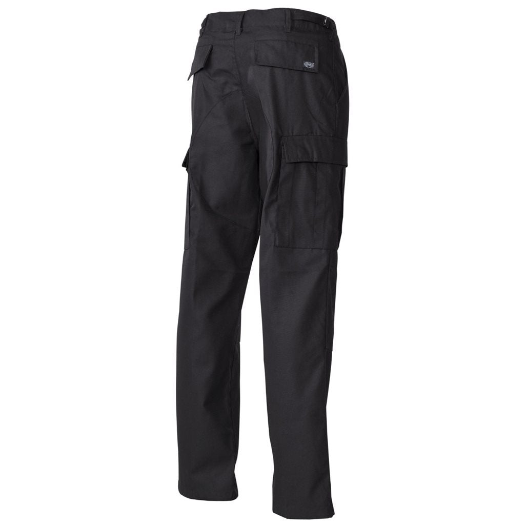 Pantalones estilo BDU negros corte US 65% poliéster 35% algodón