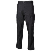 Pantalones estilo BDU negros corte US 65% poliéster 35% algodón