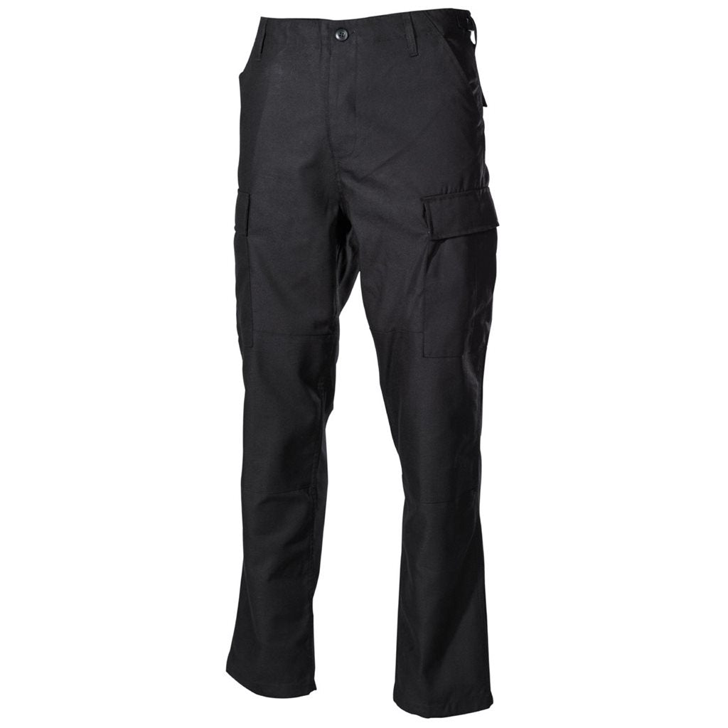 Pantalones estilo BDU negros corte US 65% poliéster 35% algodón