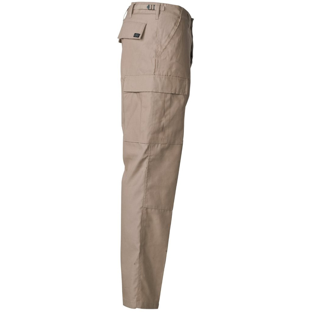 Pantalones BDU color arena, 65% poliéster 35% algodón, costuras reforzadas