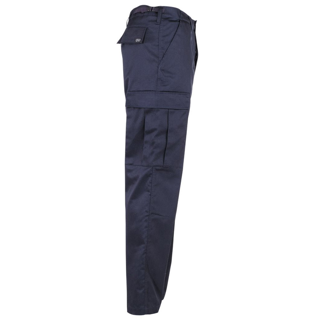 Pantalones BDU estilo US azules, 65% poliéster y 35% algodón, cosidos