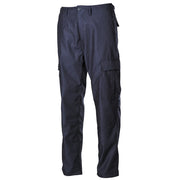 Pantalones BDU estilo US azules, 65% poliéster y 35% algodón, cosidos