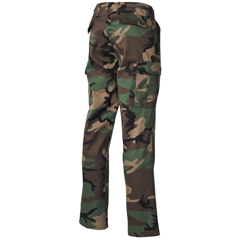 Pantalones BDU corte US camuflaje Woodland 65% poliéster 35% algodón