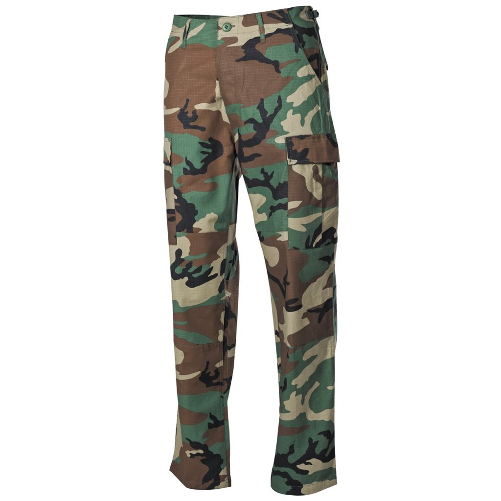 Pantalones BDU rip-stop camuflaje Woodland en 100% algodón