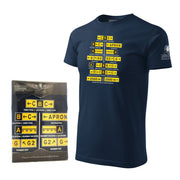 Camiseta azul MARKING con señalización de pista de aeropuerto, manga corta