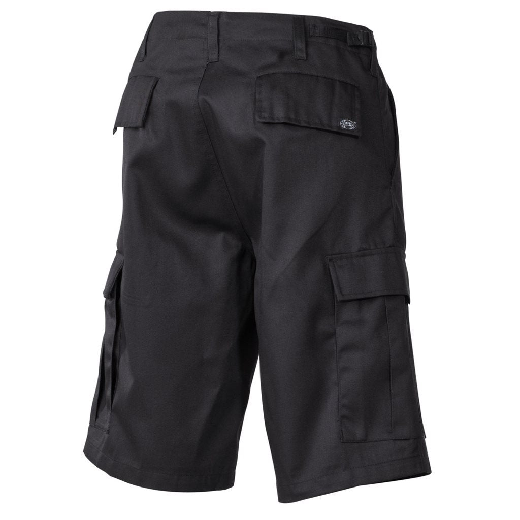 Shorts BDU negros, corte US con bolsillos laterales, 65% poliéster 35% algodón