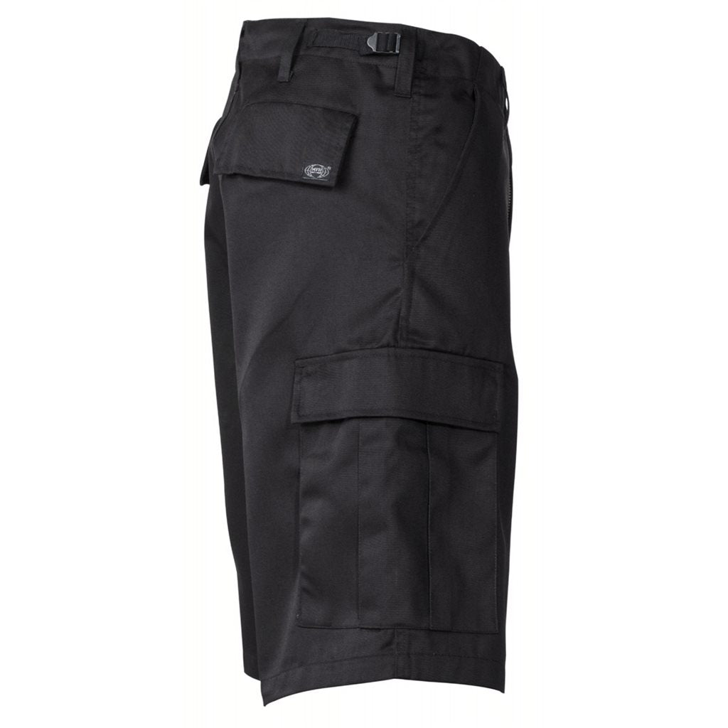 Shorts BDU negros, corte US con bolsillos laterales, 65% poliéster 35% algodón