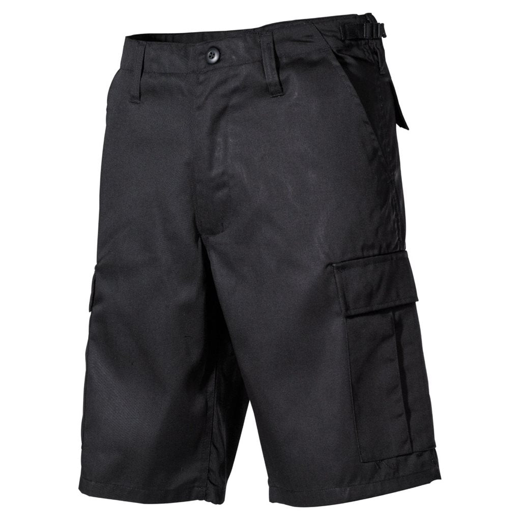 Shorts BDU negros, corte US con bolsillos laterales, 65% poliéster 35% algodón