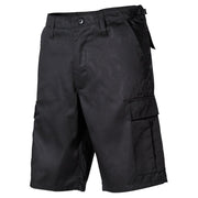 Shorts BDU negros, corte US con bolsillos laterales, 65% poliéster 35% algodón