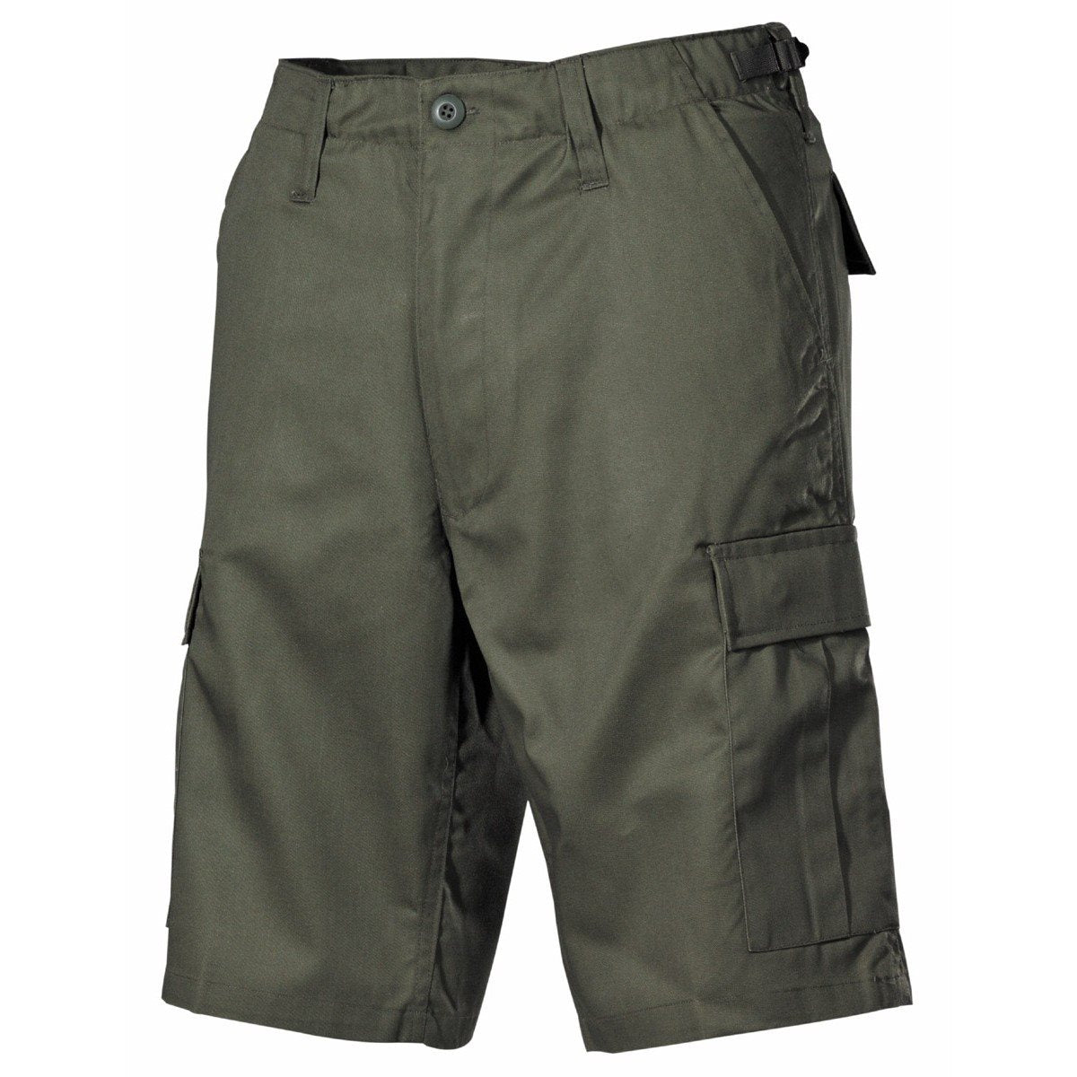 Pantalones cortos BDU verdes con bolsillos laterales, 65% poliéster 35% algodon