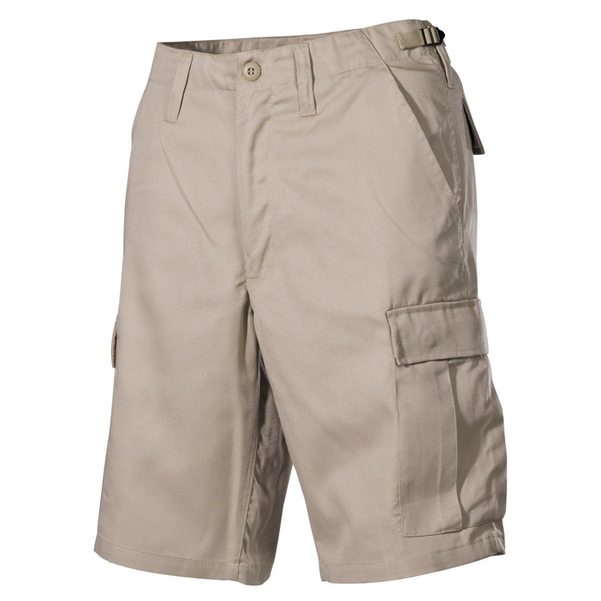 Bermudas BDU corte US color arena con bolsillos laterales, 65% poliester 35% algodon
