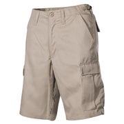 Bermudas BDU corte US color arena con bolsillos laterales, 65% poliester 35% algodon