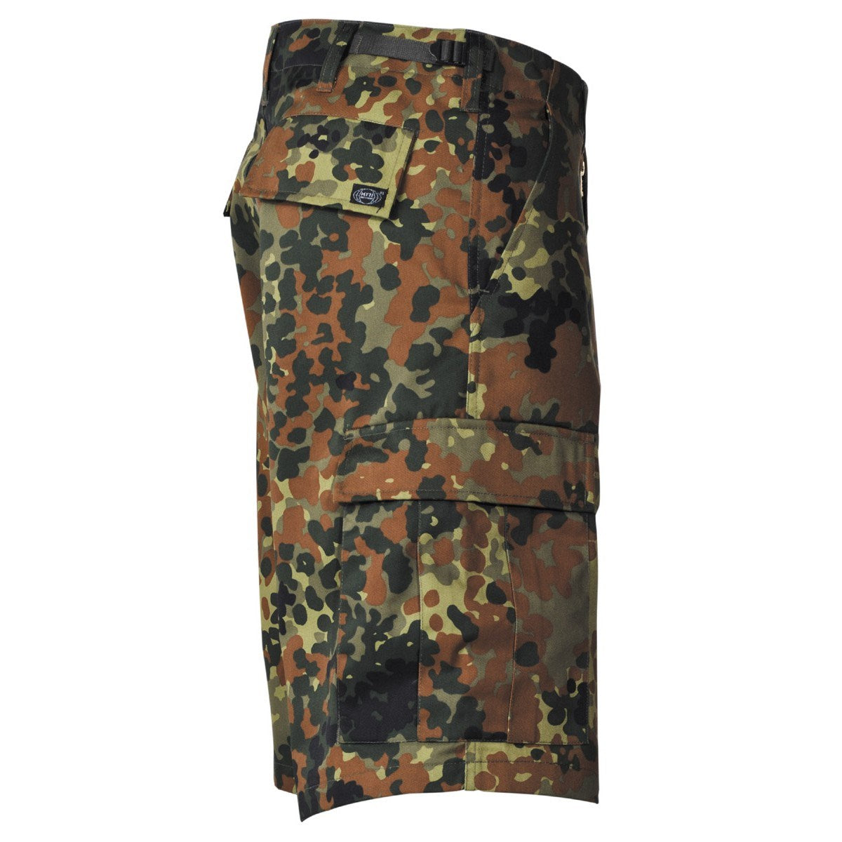 Pantalones cortos US corte BDU Flecktarn, 65% poliéster 35% algodón, bolsillos laterales