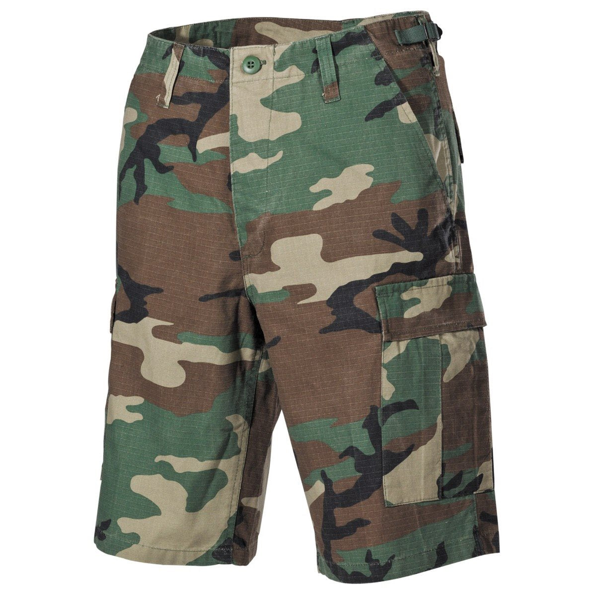 Pantalones cortos BDU rip-stop 100% algodon camuflaje Woodland lavado
