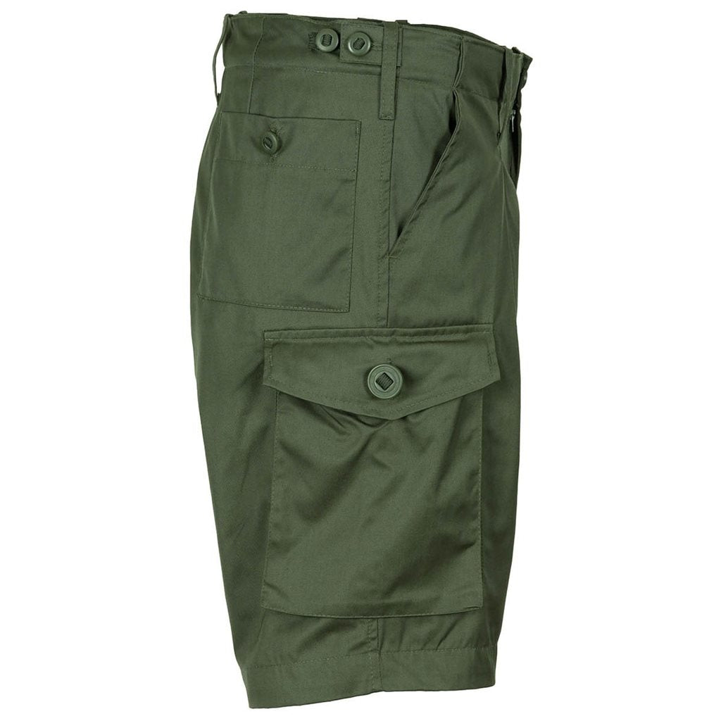 Bermudas británicas Combat verdes, réplica con cinco bolsillos, cintura ajustable y trabillas para cinturón hasta 9 cm
