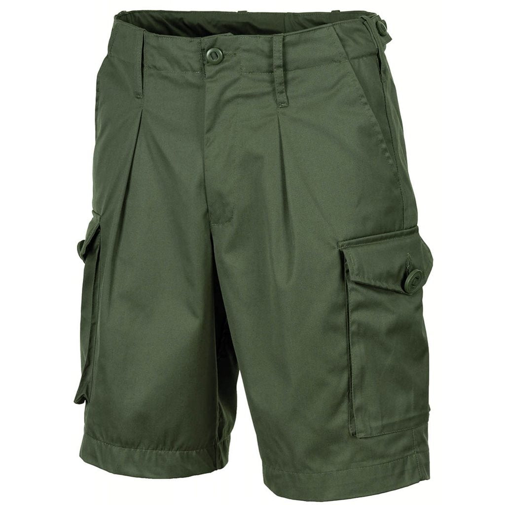 Bermudas británicas Combat verdes, réplica con cinco bolsillos, cintura ajustable y trabillas para cinturón hasta 9 cm