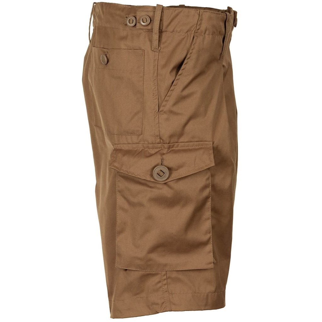 Bermudas réplica británica COMBAT color coyote con 5 bolsillos y cintura ajustable