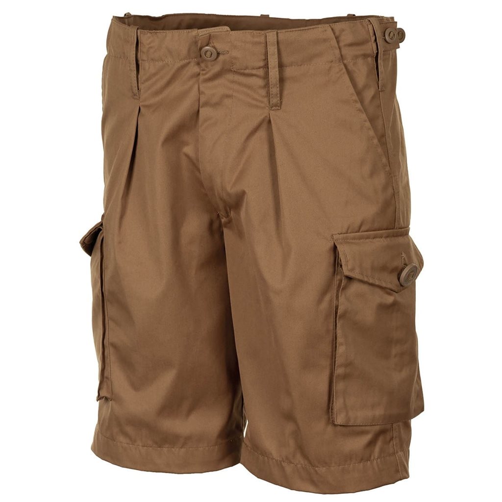Bermudas réplica británica COMBAT color coyote con 5 bolsillos y cintura ajustable