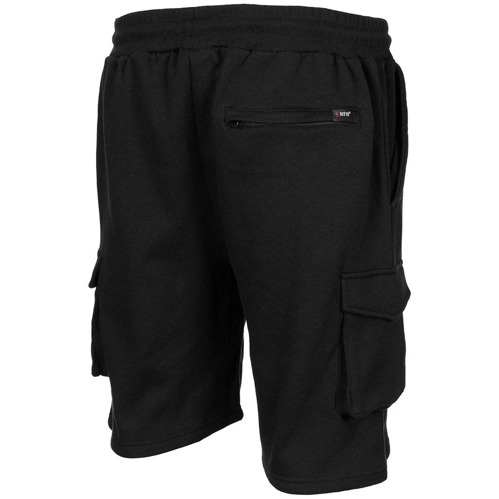 Pantalones cortos jogger negros con cintura elástica, cordón y cinco bolsillos