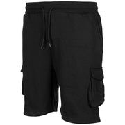 Pantalones cortos jogger negros con cintura elástica, cordón y cinco bolsillos
