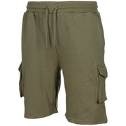 Shorts jogger verdes de tejido elástico con cintura elástica, cordón y cinco bolsillos