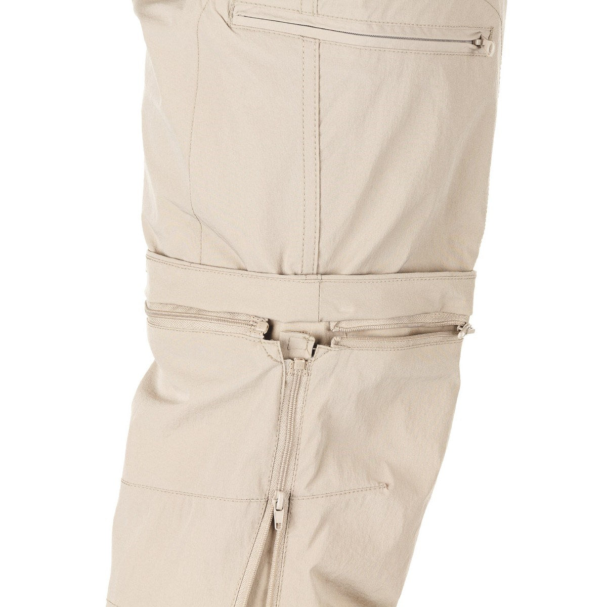 Pantalones trekking RACHE desmontables color arena, secado rapido y convertibles en shorts