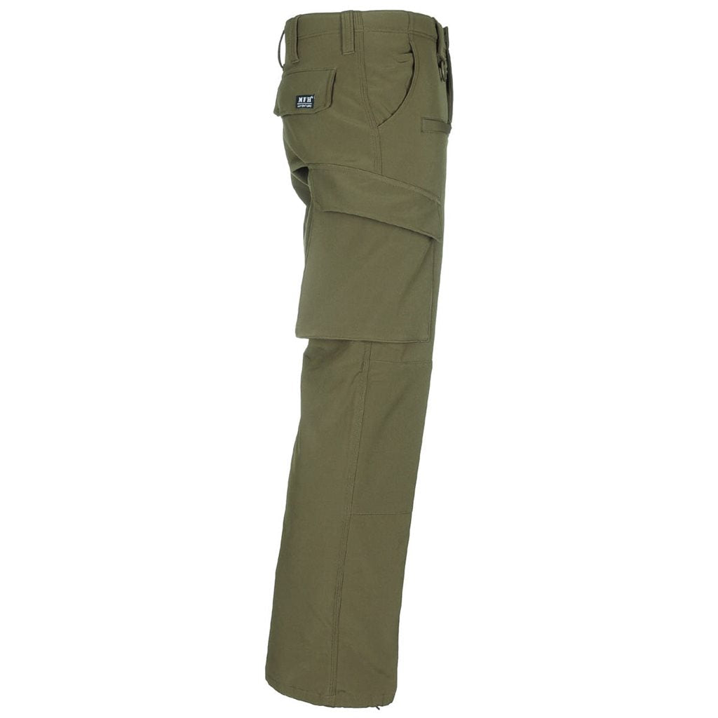 Pantalones impermeables softshell ALLROUND verdes, trilaminado con membrana PU y forro polar