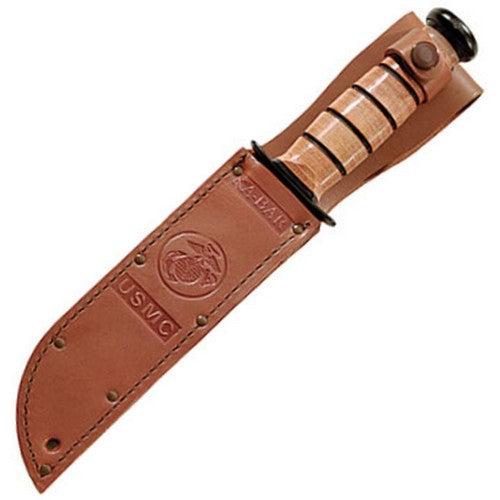 Cuchillo USMC negro de hoja lisa - cuchillo de combate histórico
